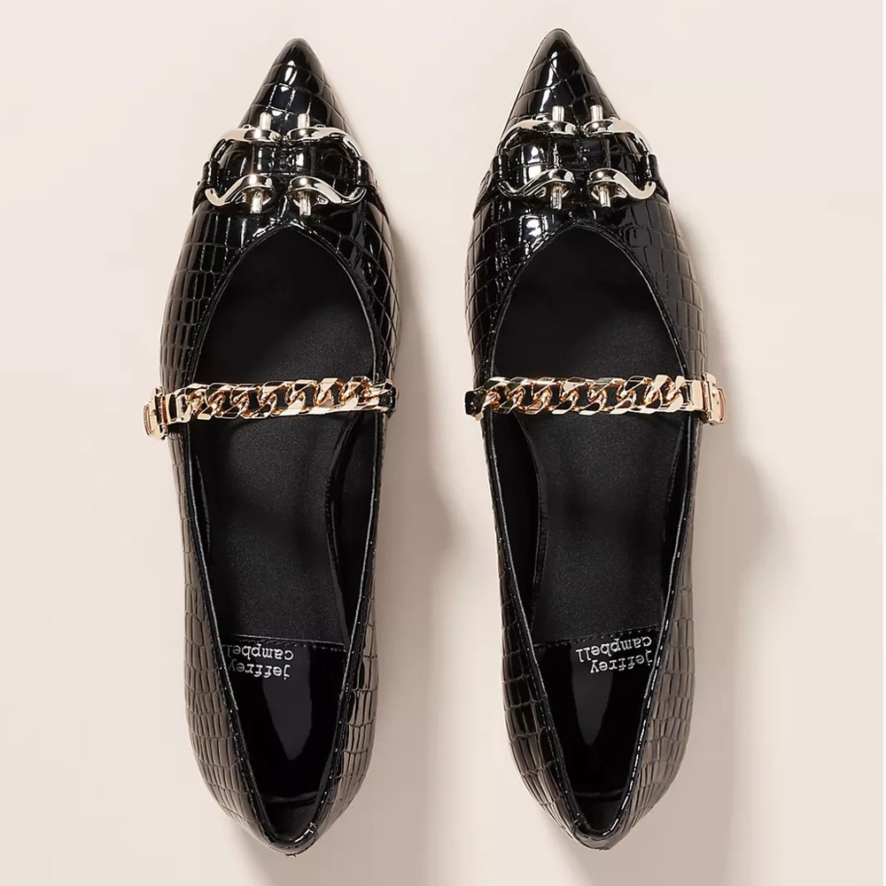 Jeffrey Campbell Black Croco Lavinia Flat from Anthropologie